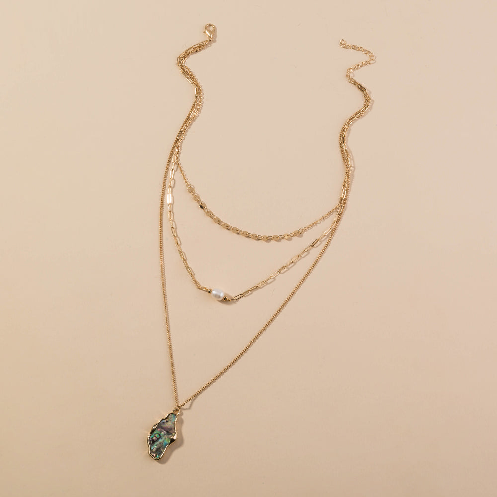 Pearl Abalone Layered Necklace