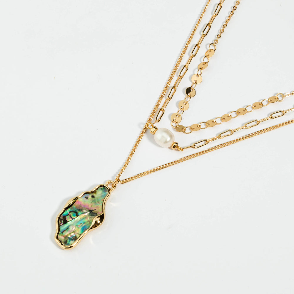 Pearl Abalone Layered Necklace