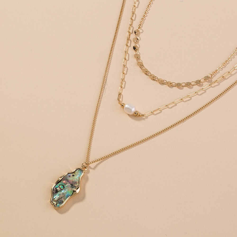 Pearl Abalone Layered Necklace